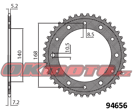 Sunstar Rear Steel Sprocket 525 42T 1-4656-42 - view 2