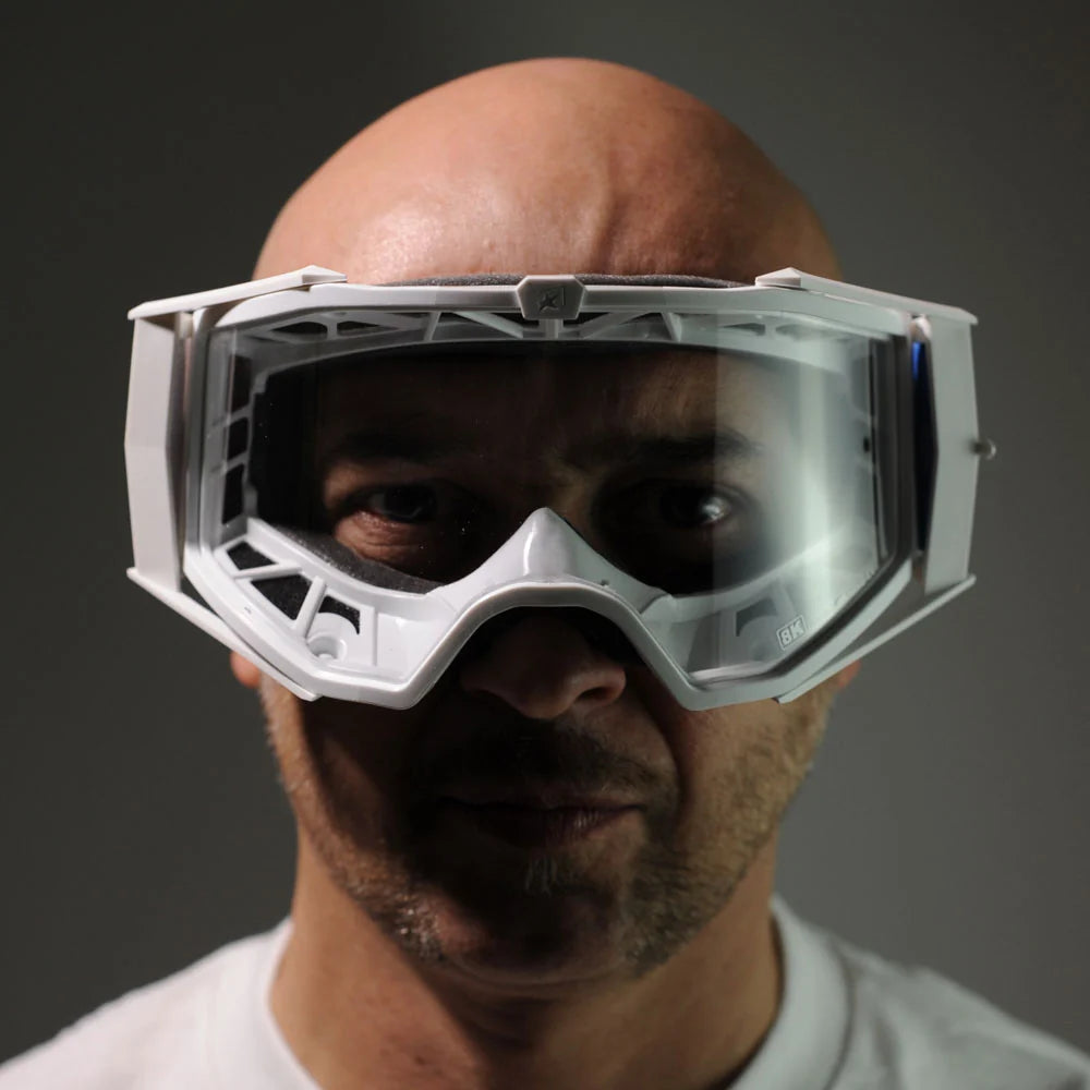 Ariete 8K MX Goggles White/Blue, Clear Lens