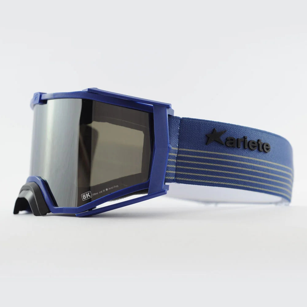 Ariete 8K Top MX Goggles Navy Blue, Silver Mirrored Lens