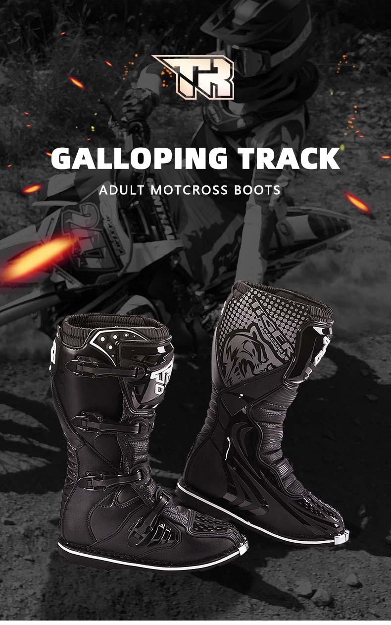TR Tiger E001 Motocross Boots on the track