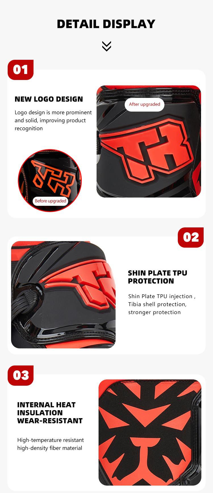 TR Tiger T3 Motocross Boots Black/Red details