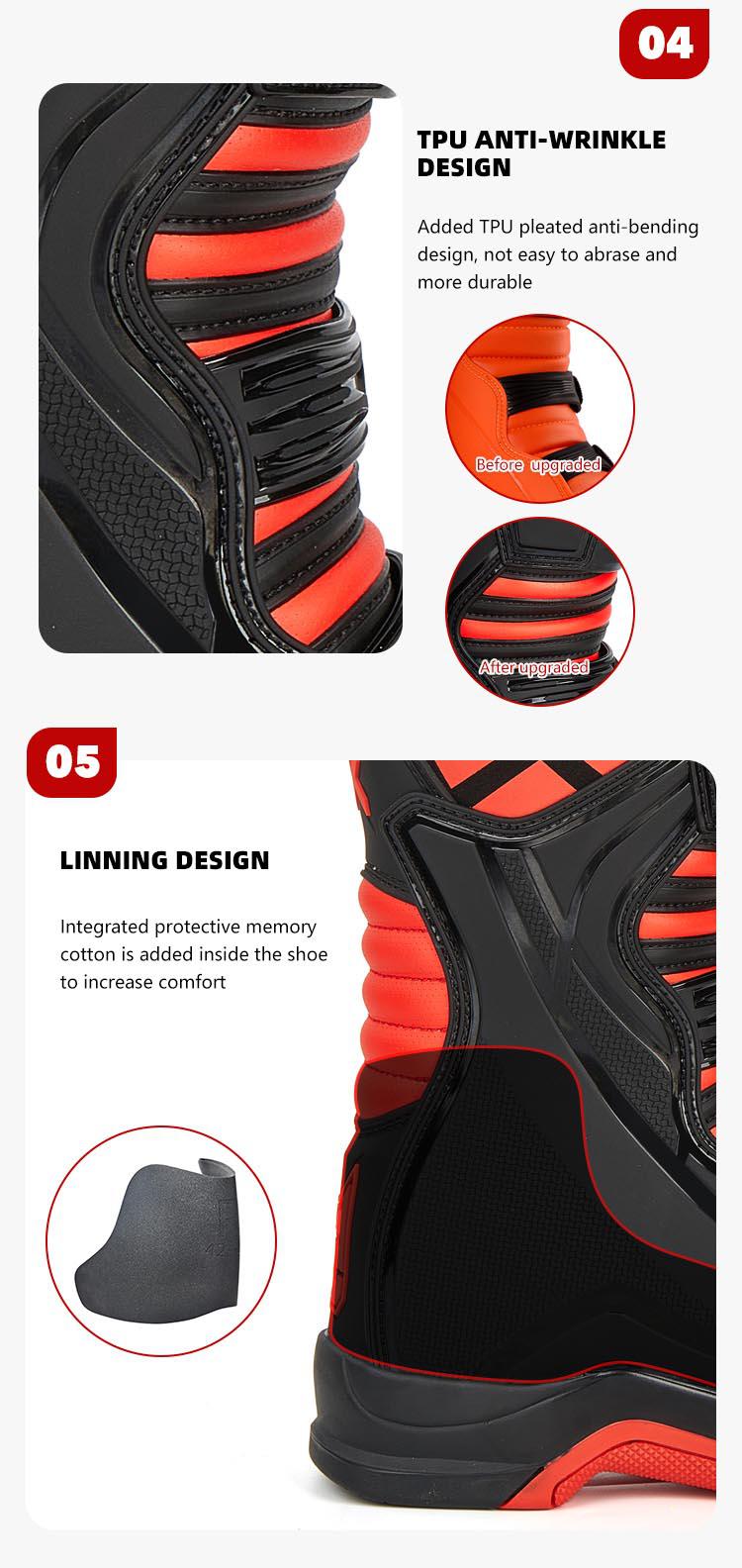 TR Tiger T3 Motocross Boots Black/Red construction