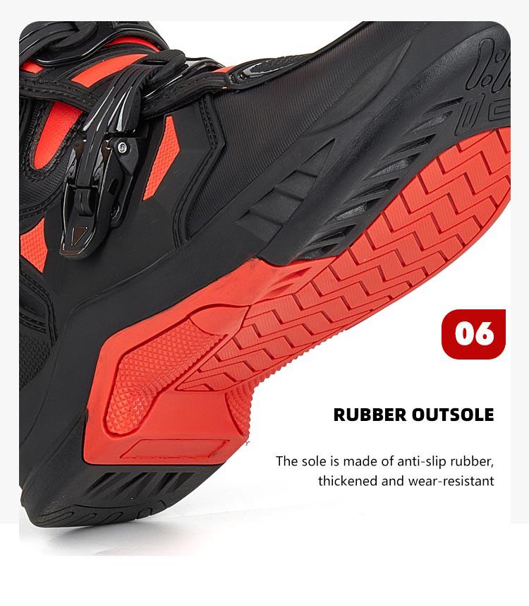 TR Tiger T3 Motocross Boots Black/Red rubber outsole