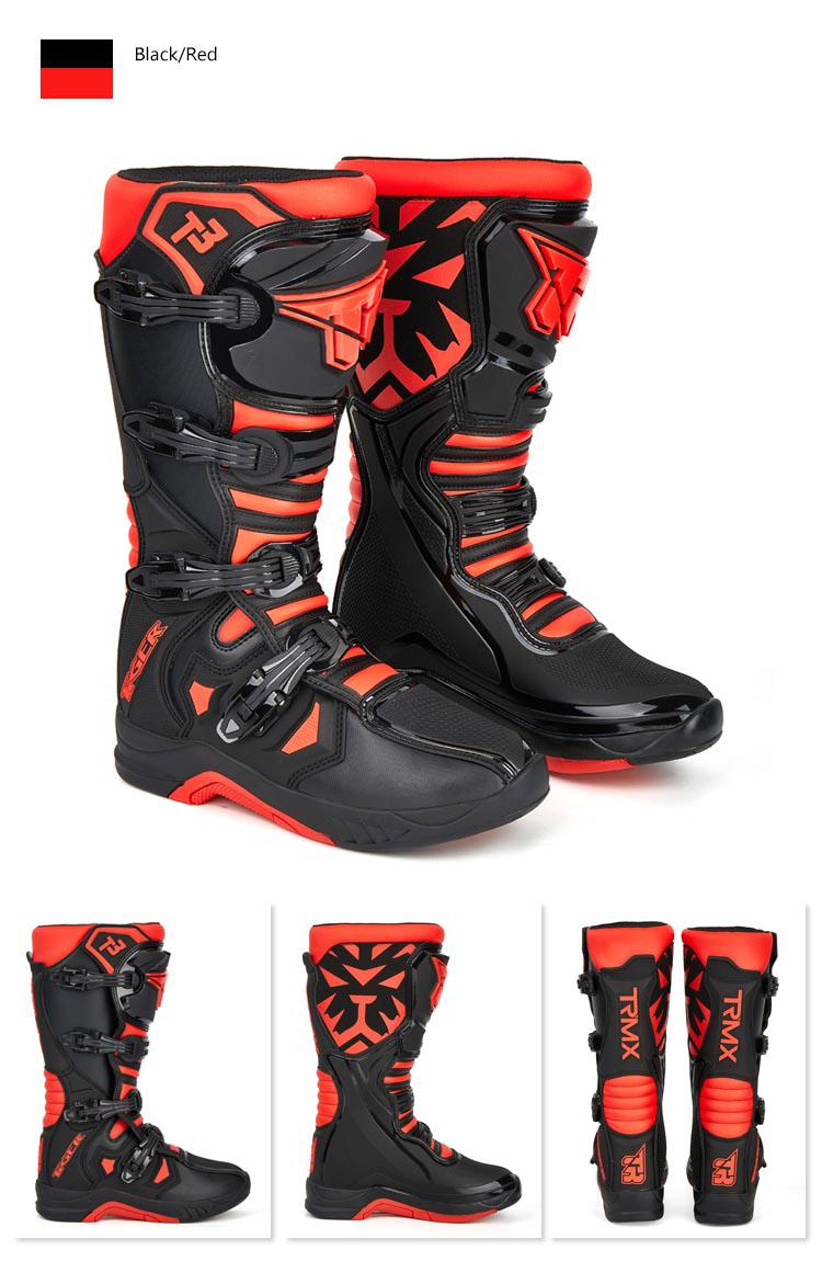 TR Tiger T3 Motocross Boots Black/Red all angles