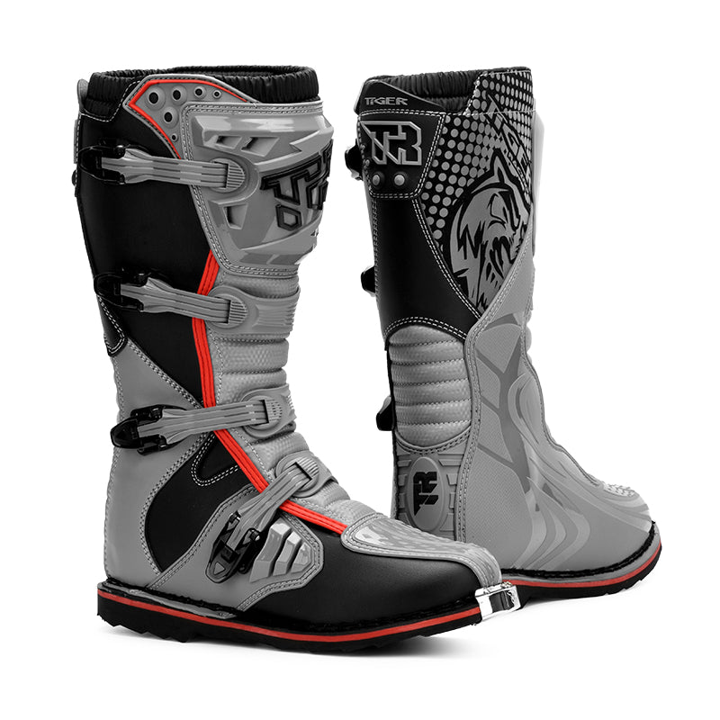 TR Tiger E001 Motocross Boots Black/Grey/Red
