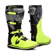 TR Tiger E001 Motocross Boots Black/Grey/Neon Green