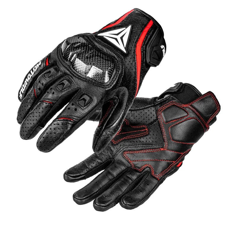 MOTOWOLF “THUNDER” CARBON GLOVES ROSSO