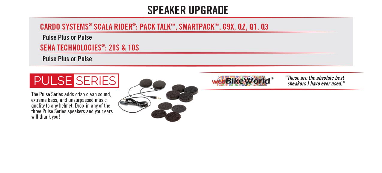 UClear Pulse HDS10X High Definition Helmet Speakers