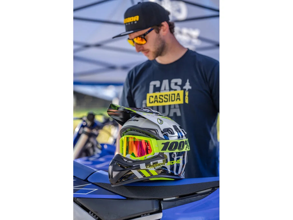Cassida Cross Cup Sonic Junior Motocross Helmet Matt Blue/Fluo Yellow