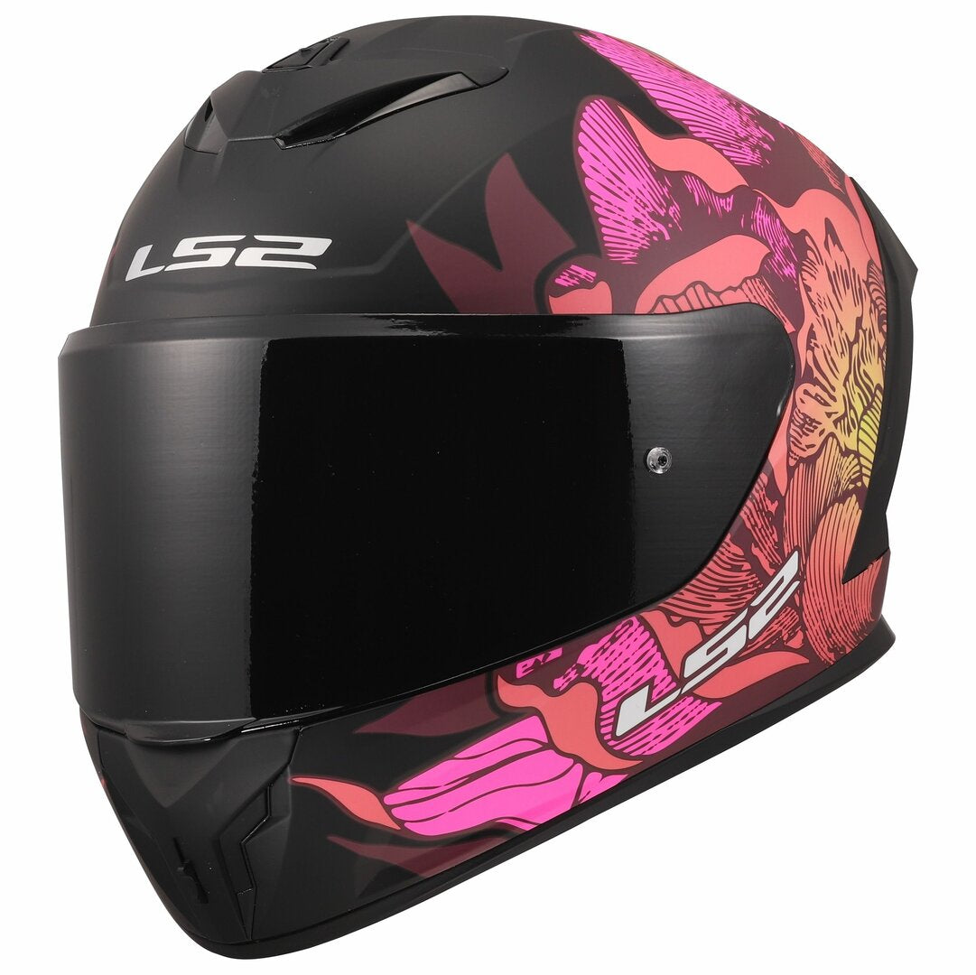 LS2 RAPID III POPPIES BLACK PINK MATTE
