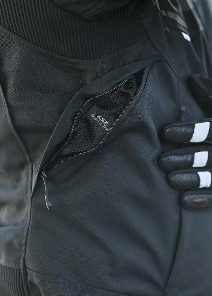 LS2 Apex Men's Waterproof Sport Jacket Black/Dark Grey, rear view