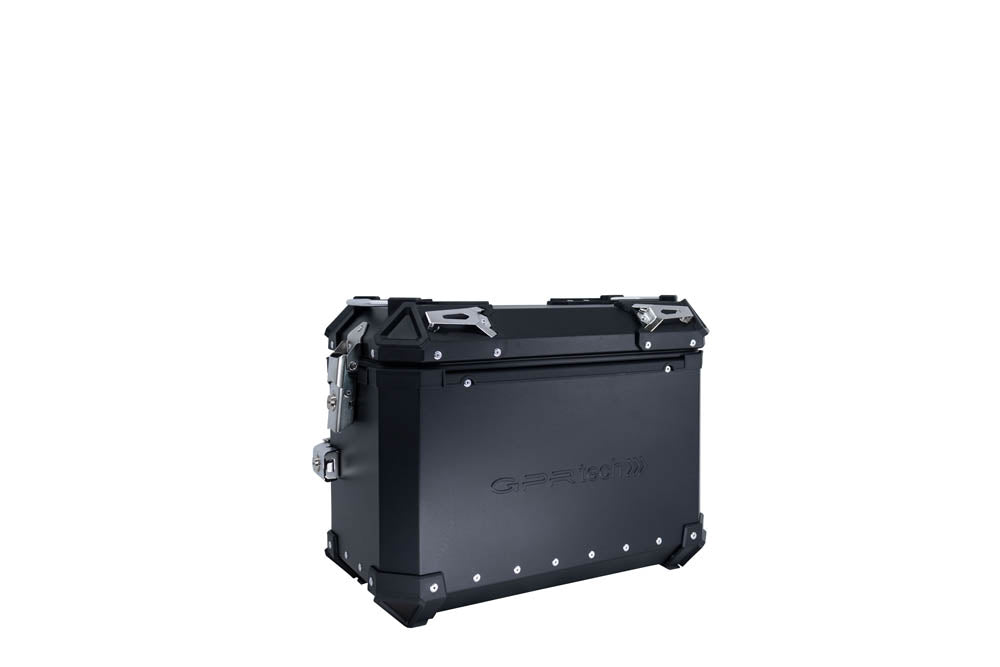GPR TECH Pair of side cases aluminum made , black color  Capacity 38 LT. + 38 LT.  (without rack) – Premium Aluminum Motorcycle Panniers