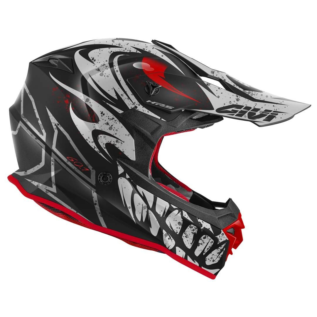 GIVI 60.1 Gloom Black/Titanium/Matte Red Helmet, detail