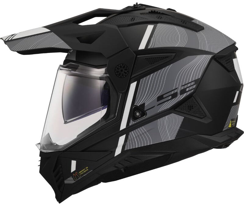 LS2 MX702 PIONEER II 2 HILL MATTE BLACK WHITE