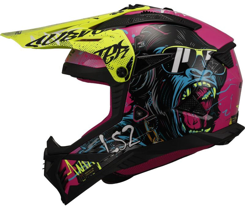 LS2 MX708 FAST II 2 GORILLA GLOSSY PURPLE H-V YELLOW