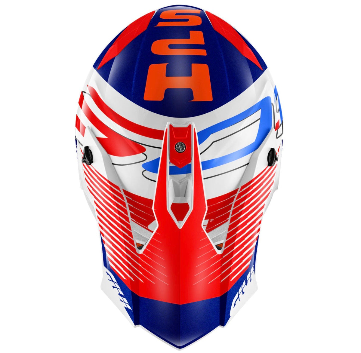 GIVI 60.1 Fresh Red/Blue/Glossy White Helmet, rear view