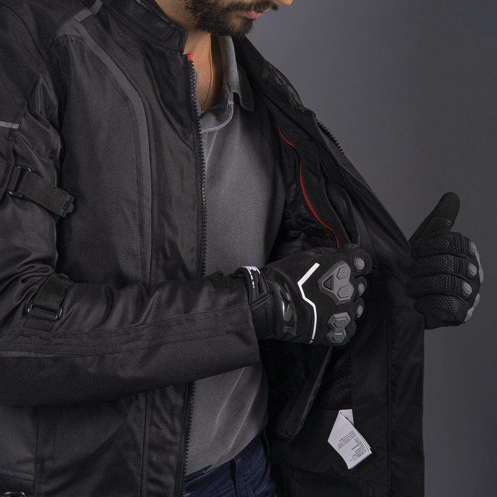 LS2 Sepang Men's Waterproof Touring Jacket Black/Dark Grey, rear view