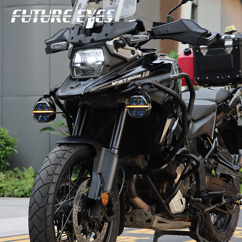 Future Eyes Galaxy X100 Motorcycle Auxiliary Spotlights (Complete Pair Set)