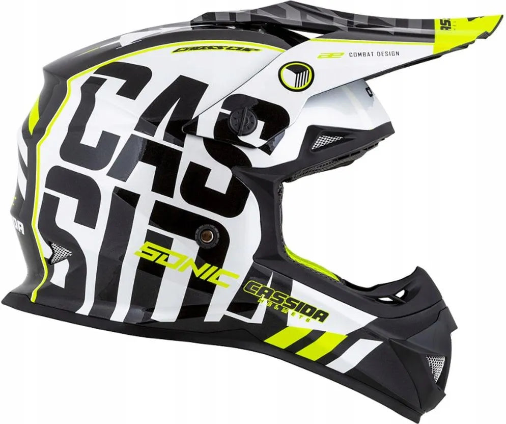 Cassida Cross Pro II Motocross Helmet Matte Black/Fluo Yellow/White