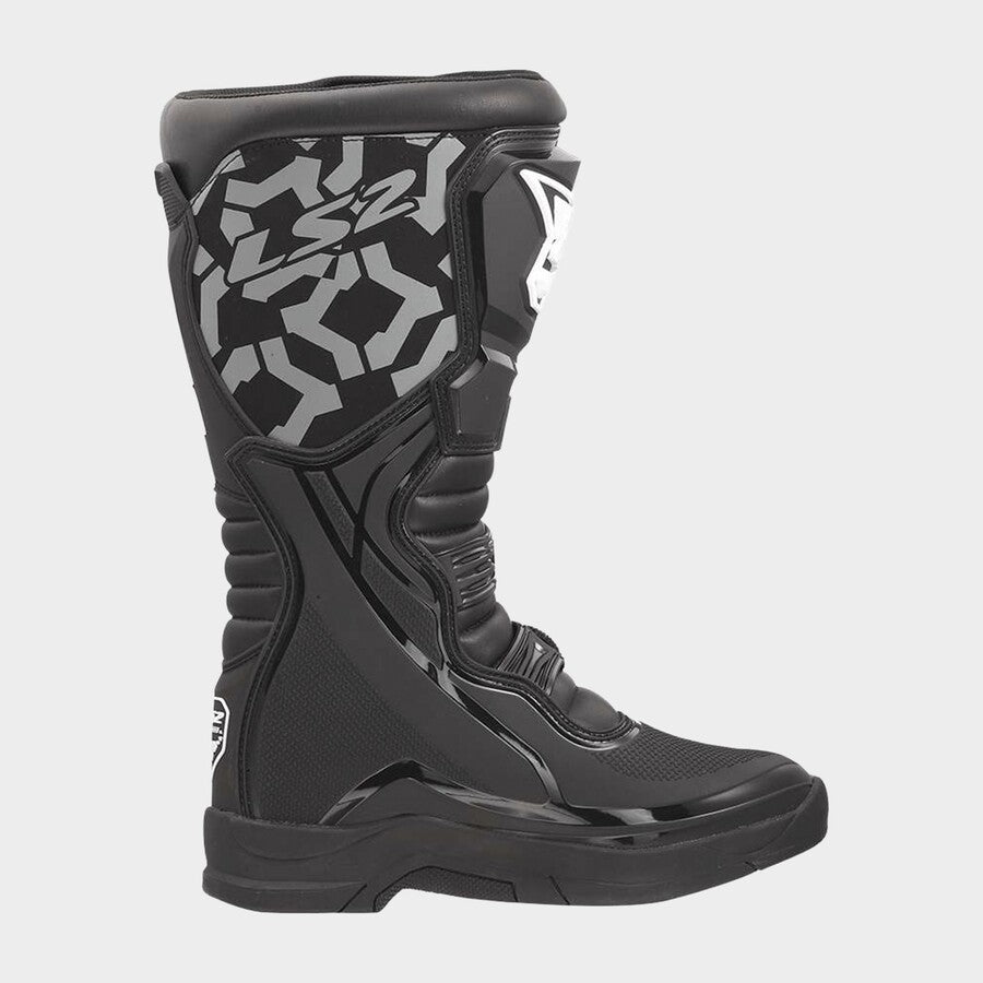 LS2 Raptor MX Motocross Boots Black, rear view