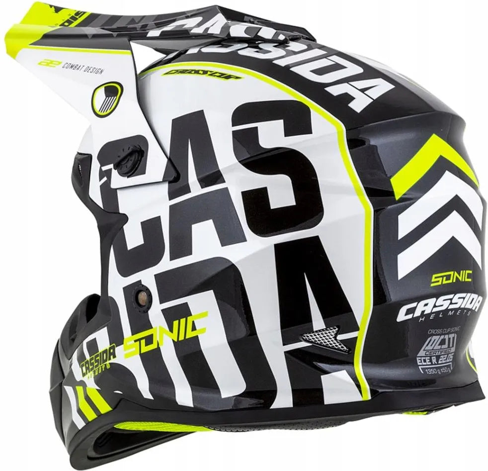 Cassida Cross Pro II Motocross Helmet Matte Black/Fluo Yellow/White