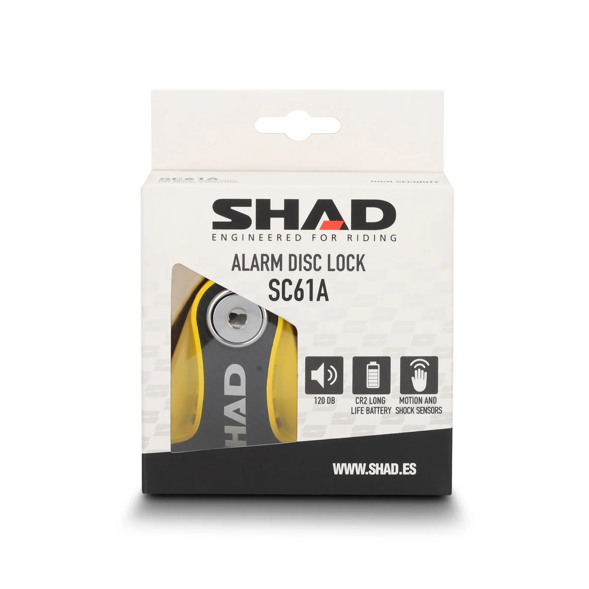 SHAD SC61A Alarm Disc Lock – Yellow, 6mm Pin