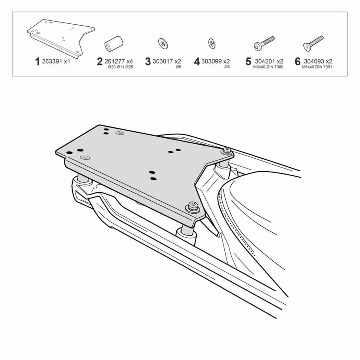 SHAD Top case fitting kit – BMW R 1300 RT / R 1300 GS / GS Adventure (OEM electronic rack compatible)
