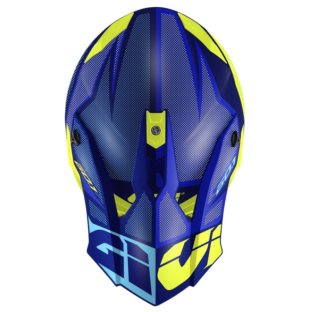 GIVI 60.1 Invert Blue/Matte Yellow Helmet, rear view