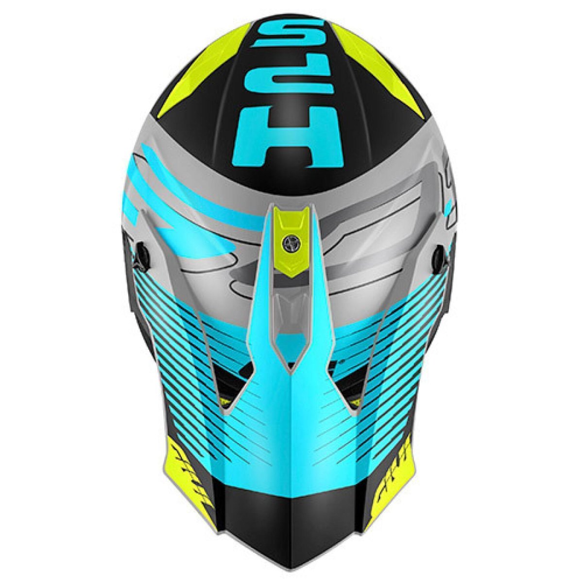 GIVI 60.1 Fresh Sky/Black/Gloss Titanium Helmet, rear view