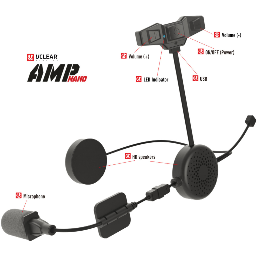 UClear AMP Nano Bluetooth Helmet Intercom