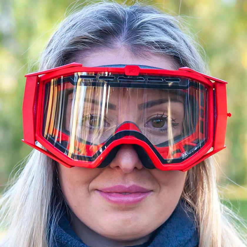 Ariete 8K Enduro Goggles Red, Double Ventilated Clear Lens