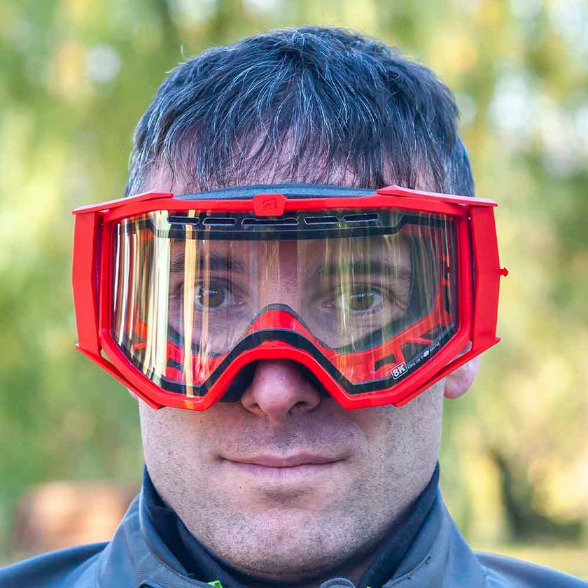 Ariete 8K Enduro Goggles Red, Double Ventilated Clear Lens