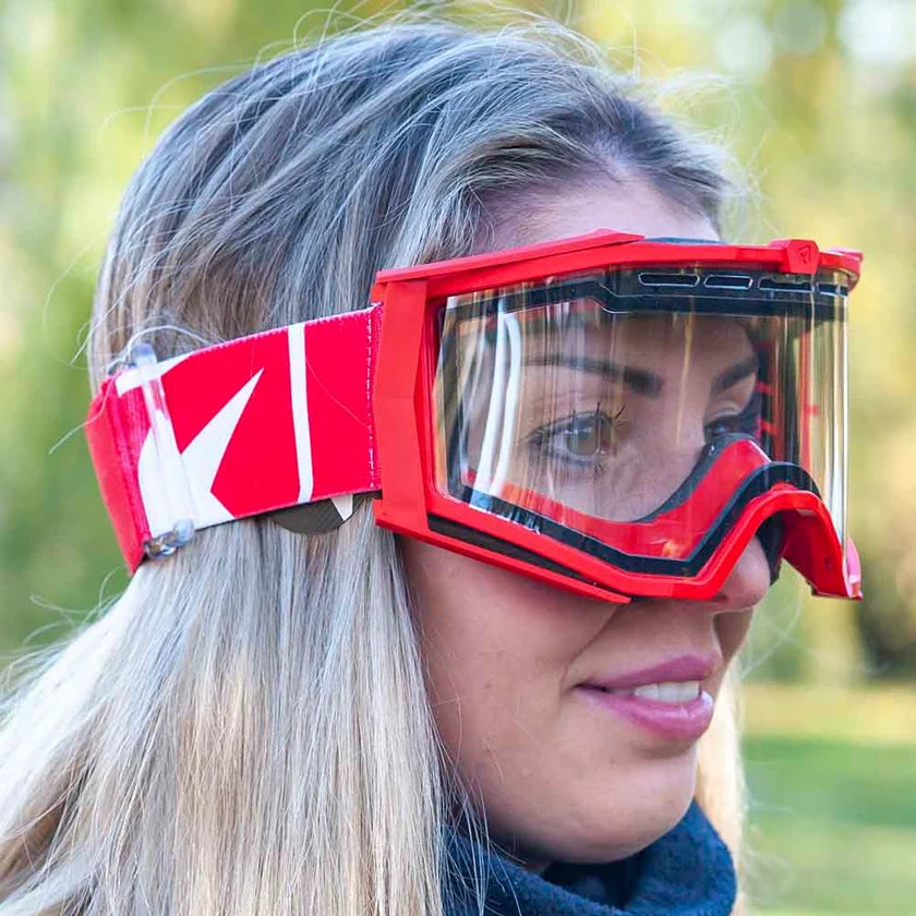 Ariete 8K Enduro Goggles Red, Double Ventilated Clear Lens