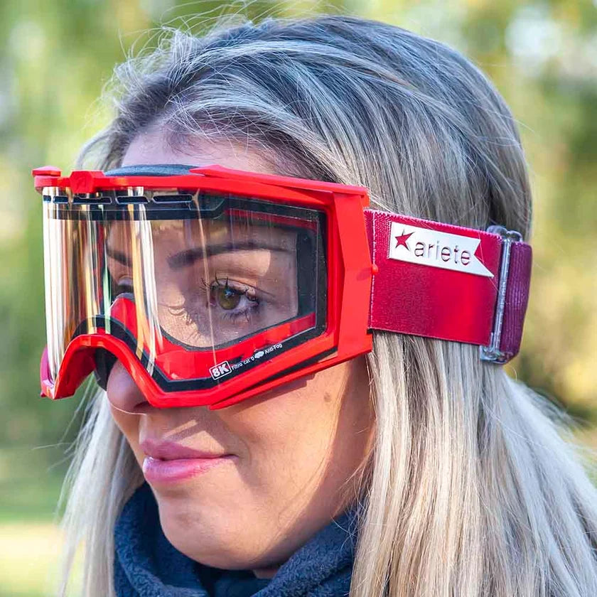Ariete 8K Enduro Goggles Red, Double Ventilated Clear Lens