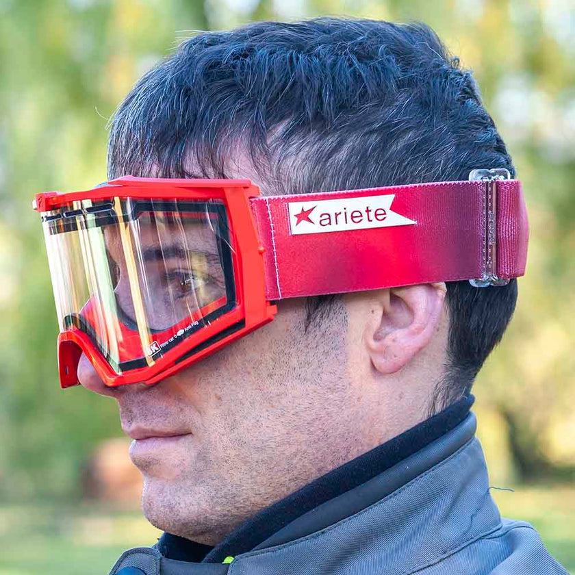 Ariete 8K Enduro Goggles Red, Double Ventilated Clear Lens