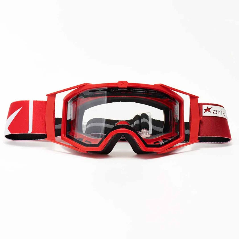 Ariete 8K Enduro Goggles Red, Double Ventilated Clear Lens