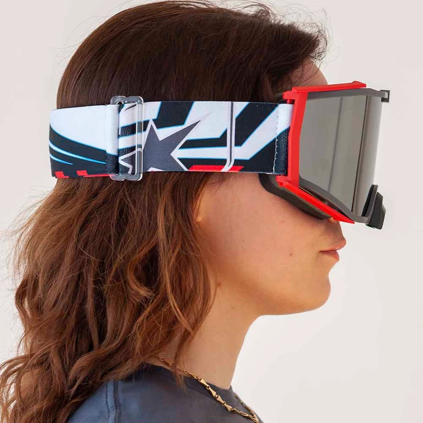 Ariete 8K Top MX Goggles Red/White/Blue, Mirrored Lens