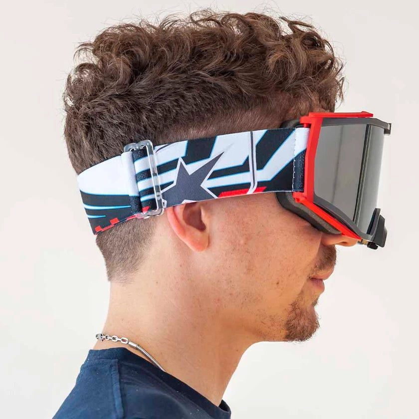 Ariete 8K Top MX Goggles Red/White/Blue, Mirrored Lens