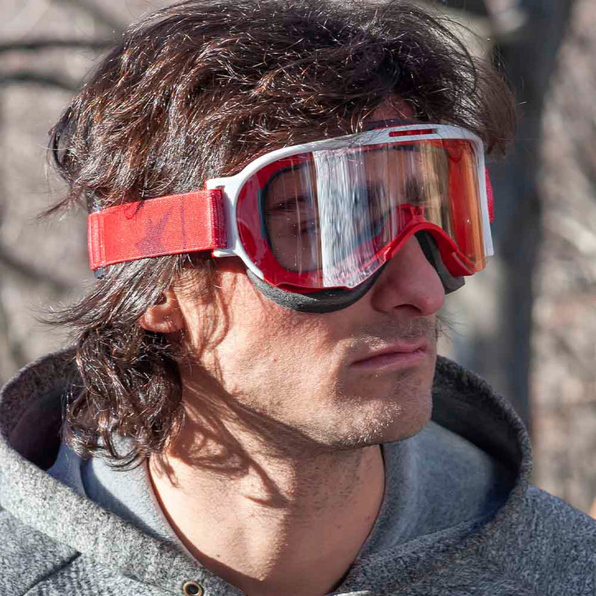 Ariete Wabi Retro Goggles Red/White, Clear Lens