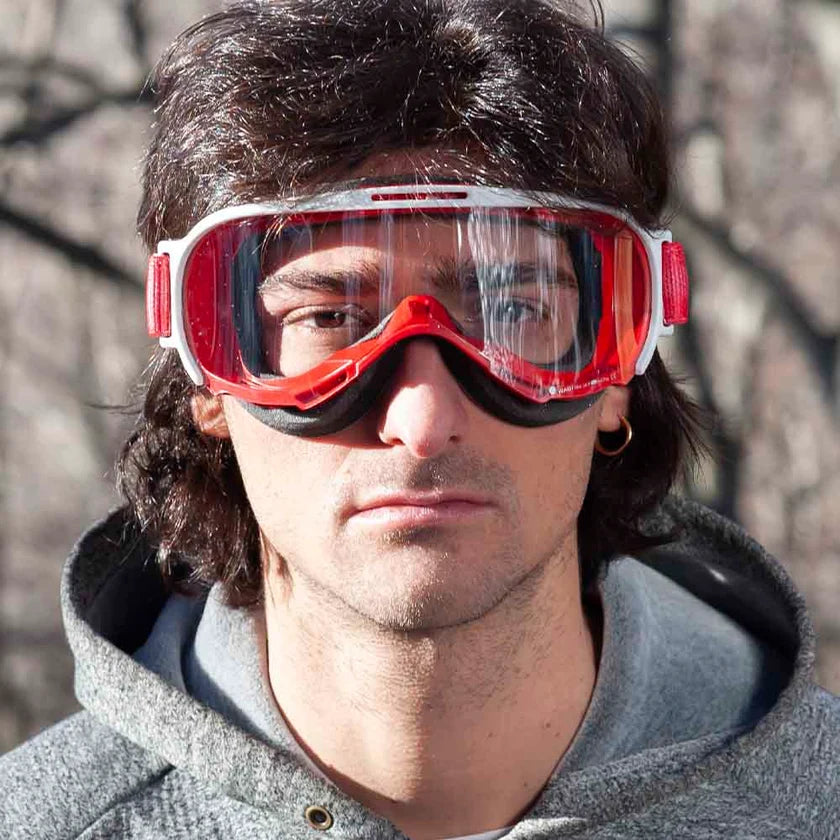 Ariete Wabi Retro Goggles Red/White, Clear Lens