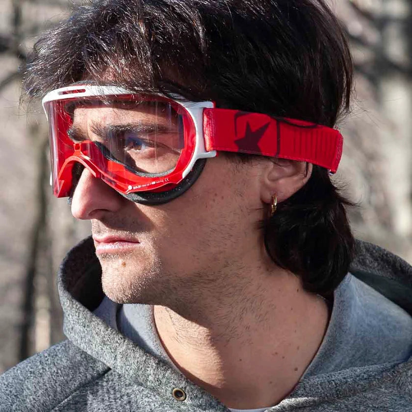 Ariete Wabi Retro Goggles Red/White, Clear Lens