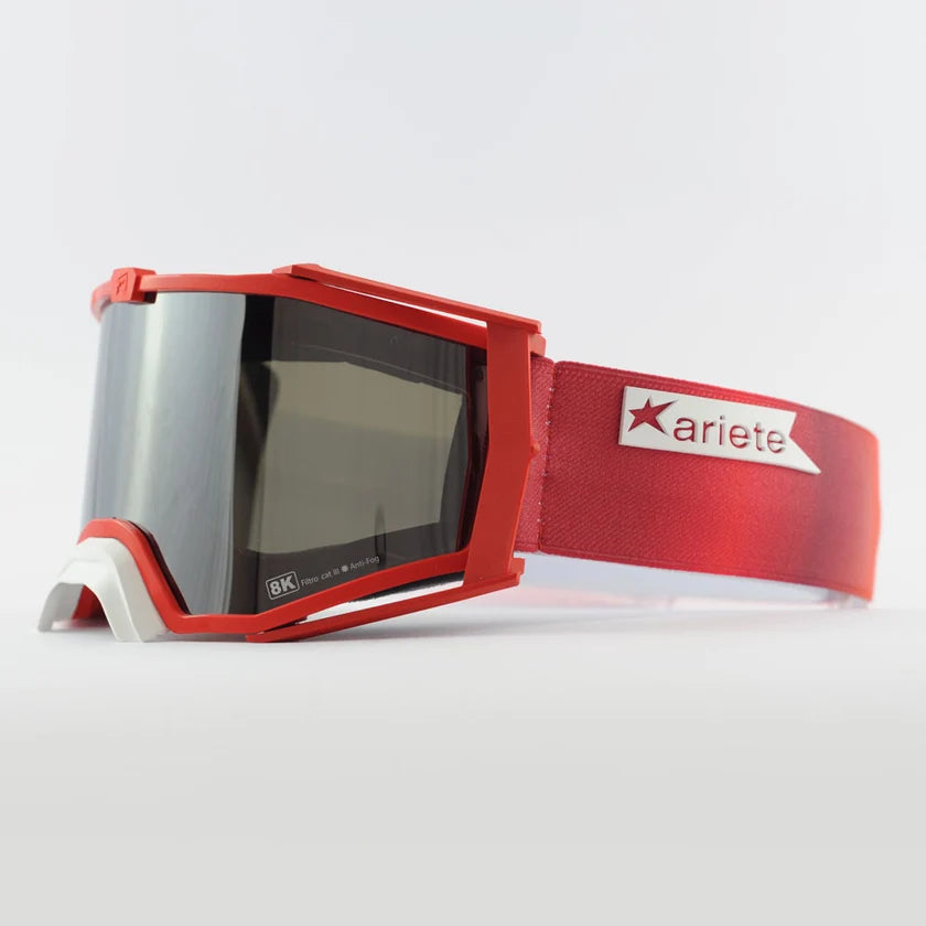 Ariete 8K Top MX Goggles Red/White, Silver Mirrored Lens