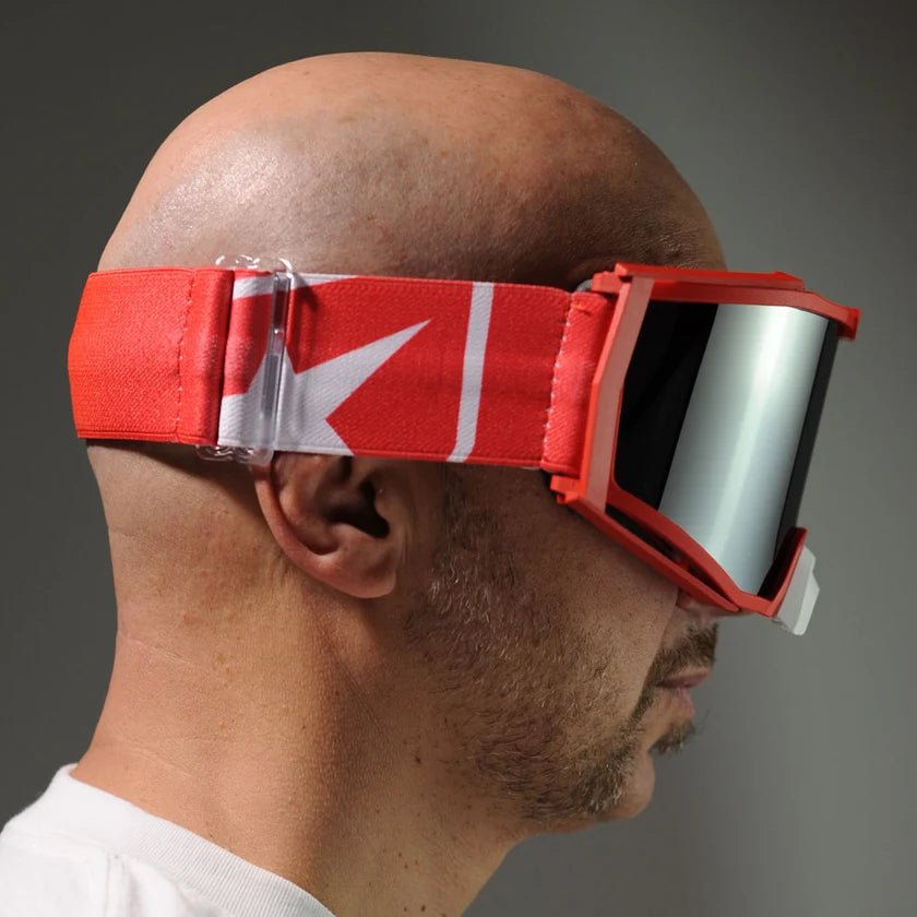 Ariete 8K Top MX Goggles Red/White, Silver Mirrored Lens