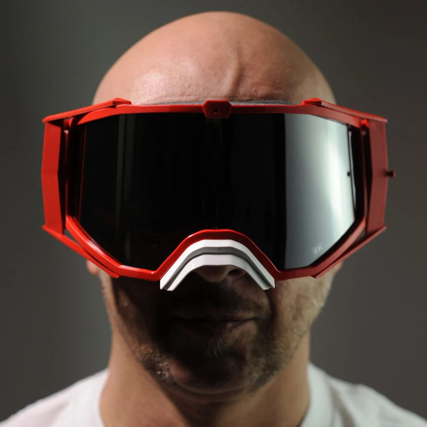 Ariete 8K Top MX Goggles Red/White, Silver Mirrored Lens
