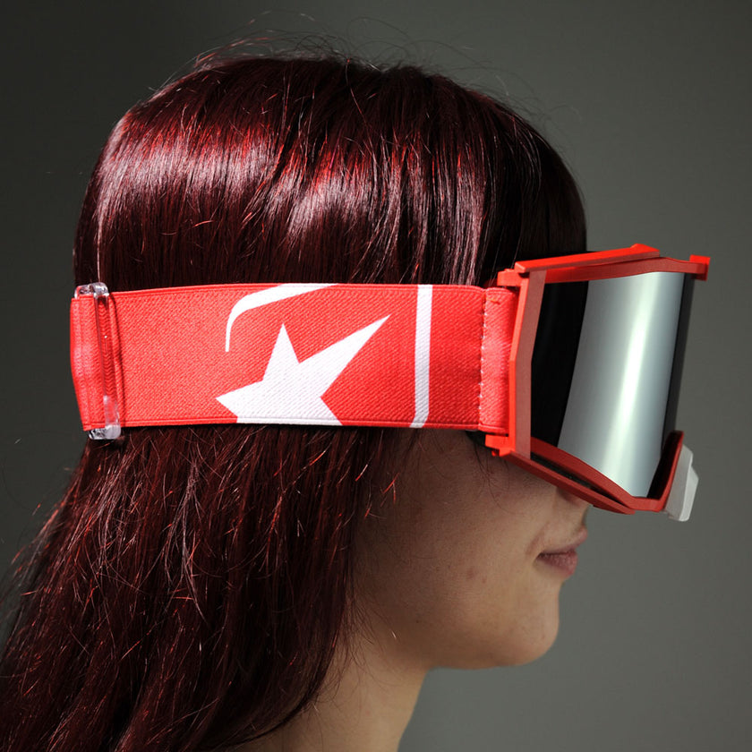 Ariete 8K Top MX Goggles Red/White, Silver Mirrored Lens