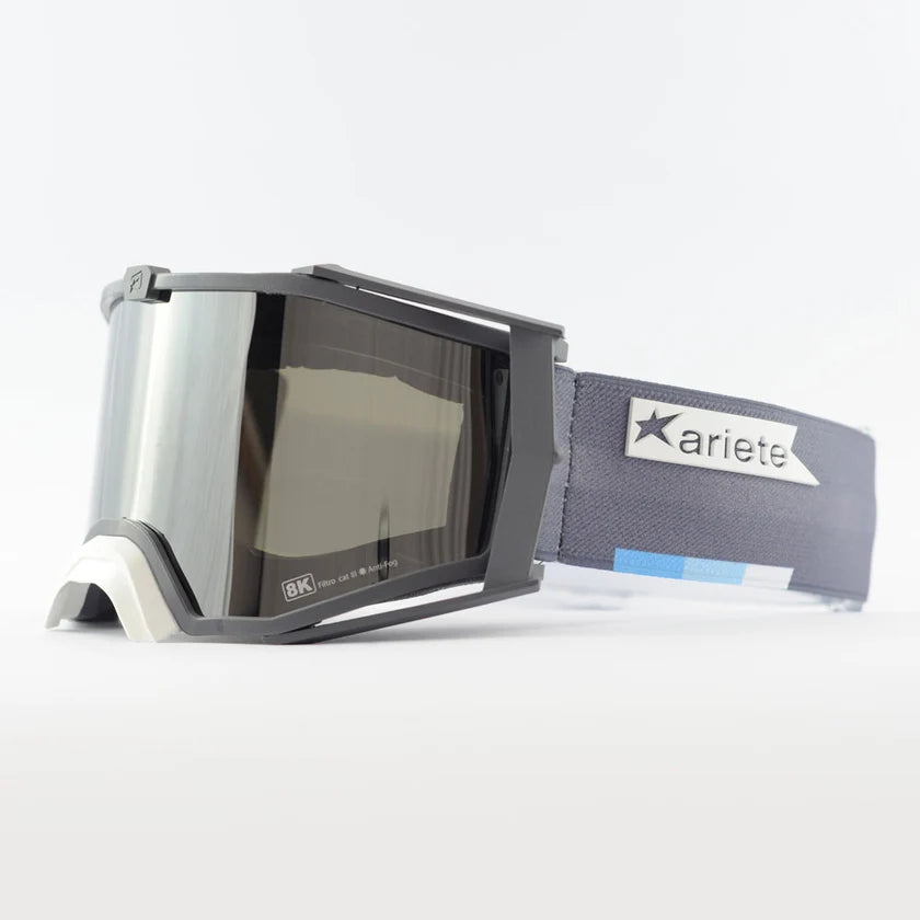 Ariete 8K Top MX Goggles Grey/White, Silver Mirrored Lens