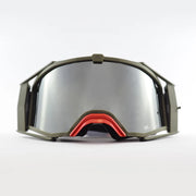 Ariete 8K Top MX Goggles Olive Green/Red, Silver Mirrored Lens