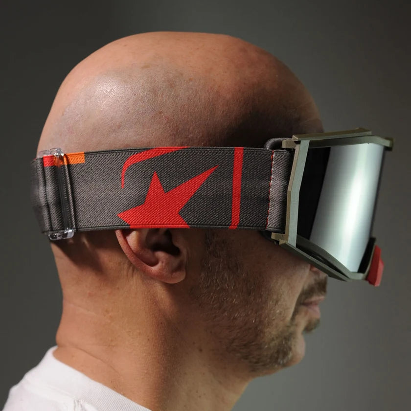 Ariete 8K Top MX Goggles Olive Green/Red, Silver Mirrored Lens