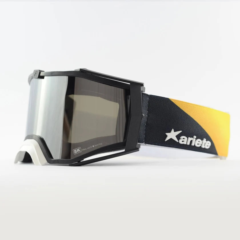 Ariete 8K Top Desert MX Goggles Black/Yellow, Silver Mirrored Lens