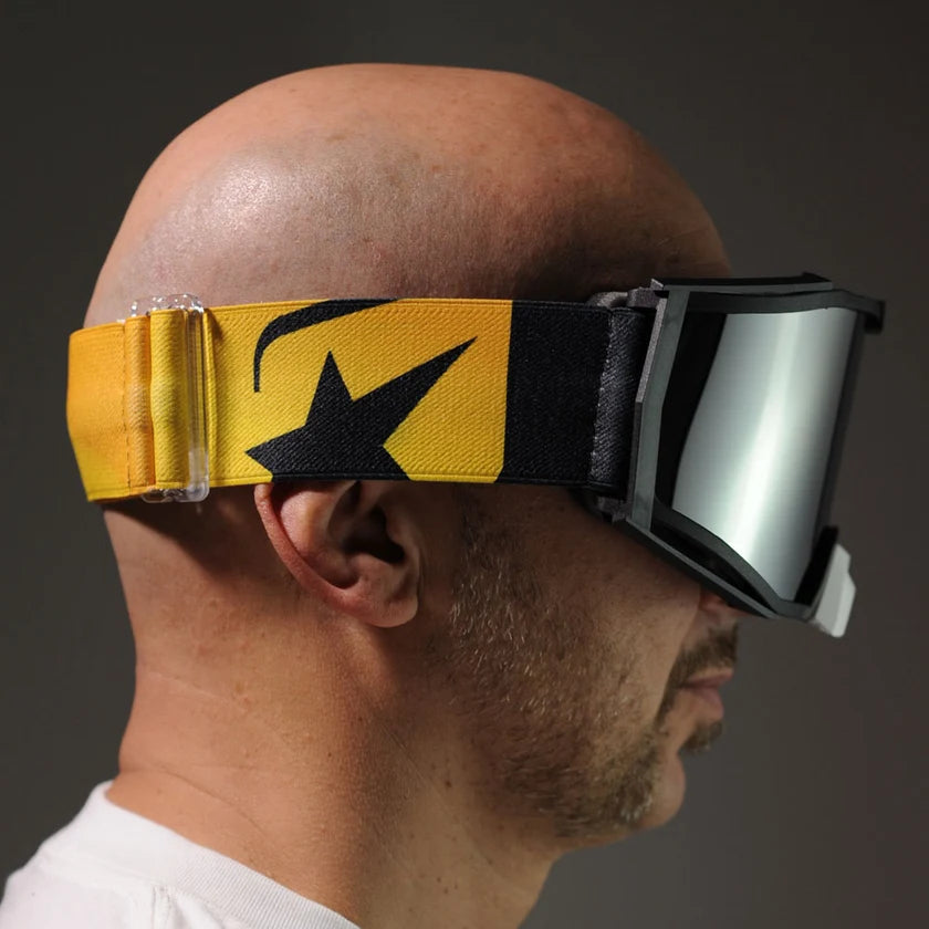 Ariete 8K Top Desert MX Goggles Black/Yellow, Silver Mirrored Lens